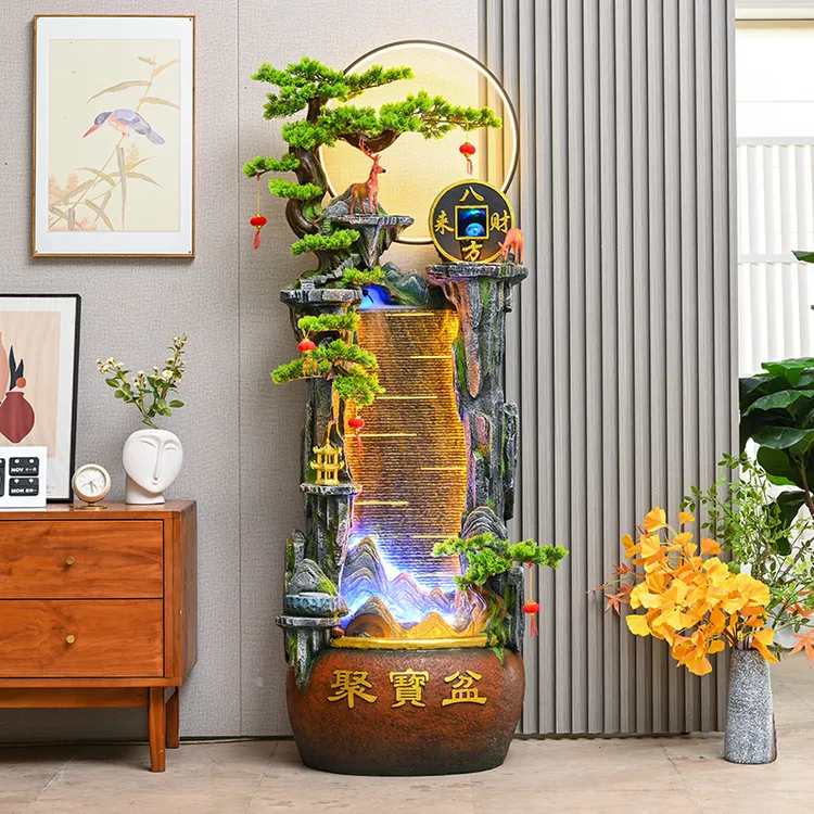 假山流水喷泉客厅循环水生财景观招财风水轮办公室内落地装饰摆件