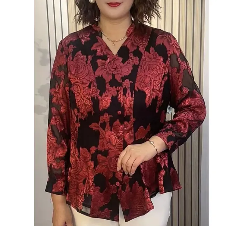 5472大码高贵上衣气质剪花衬衫女装法式200斤气质衬衣长袖小衫