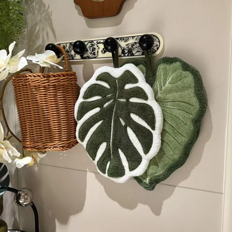 海芋擦手巾仿真叶子加大擦手巾可爱挂式小毛巾珊瑚绒毛巾