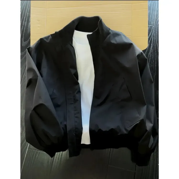 美式bomber飞行员夹克外套春秋季cleanfit短款高街棒球服跃立