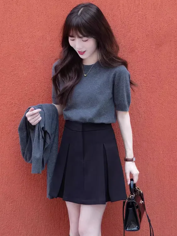 早秋季女装2025韩剧穿搭一整套小香风小个子今年流行三件套装裙子
