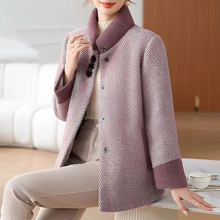妈妈秋冬装棉衣洋气加棉外套2025新款中老年女装高贵仿水貂绒上衣