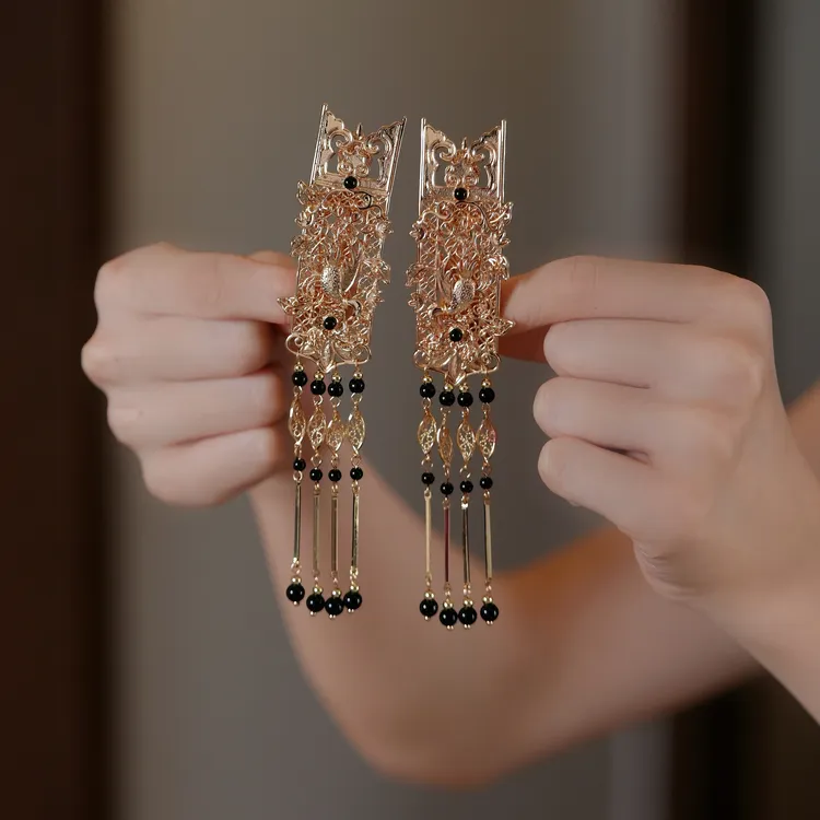 吾珥翎墨系列边夹/WEFJ018 原创设计款新中式国风黑金暗黑女主