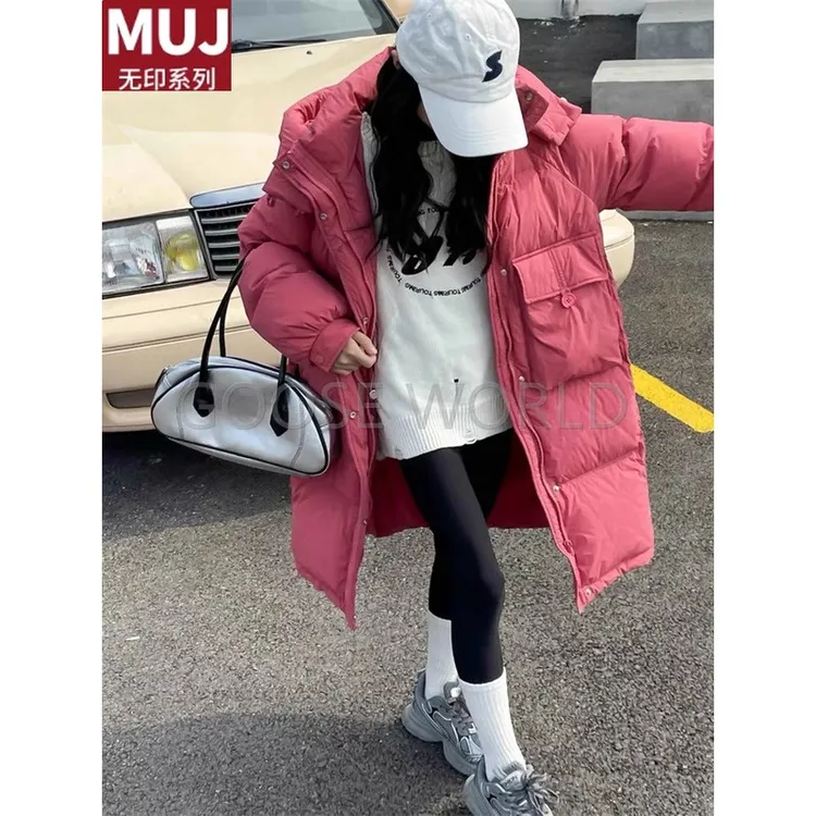 MUJ日本无印2025反季特价男女童加厚白鸭绒羽绒服中长款韩版潮宝