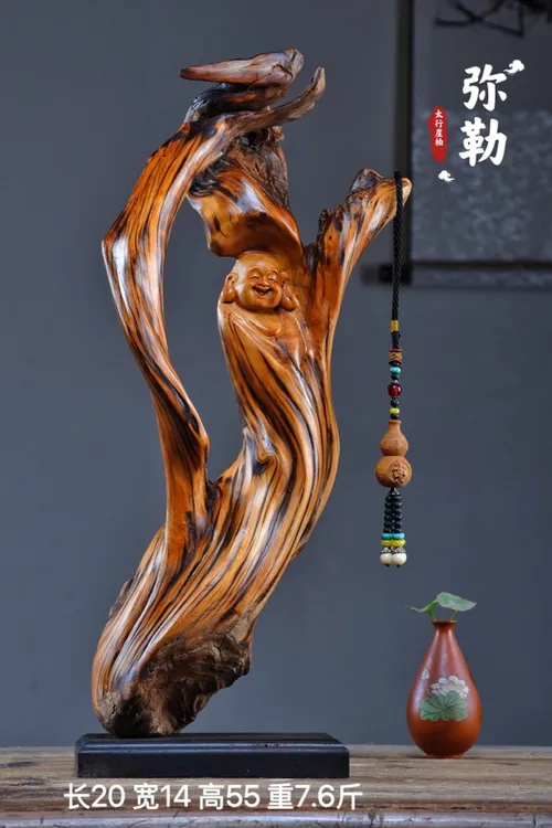 太行崖柏根雕摆件弥勒佛达摩人物观音天然随型木雕雕件礼品工艺品