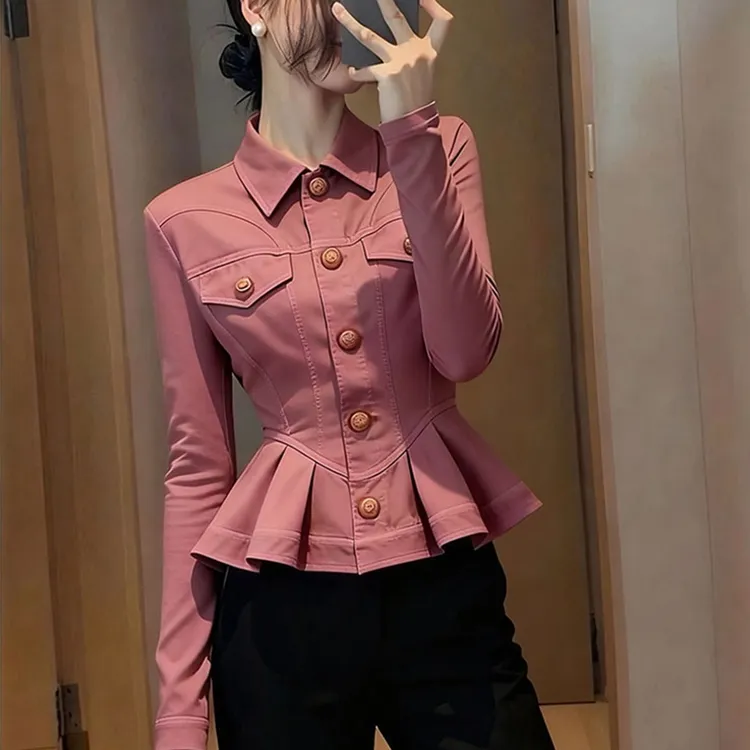 巨好看的早秋高端小资上衣高级感时髦洋气重要场合收腰豆沙色衬衫