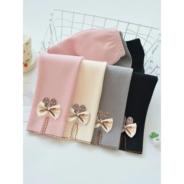 女童春秋外穿打底裤儿童小女孩裤子中小童宝宝黑白色中厚长裤洋气