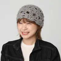 百搭氛围感薄款套头帽子手工钩花镂空灰色包头帽女秋冬新款毛线帽