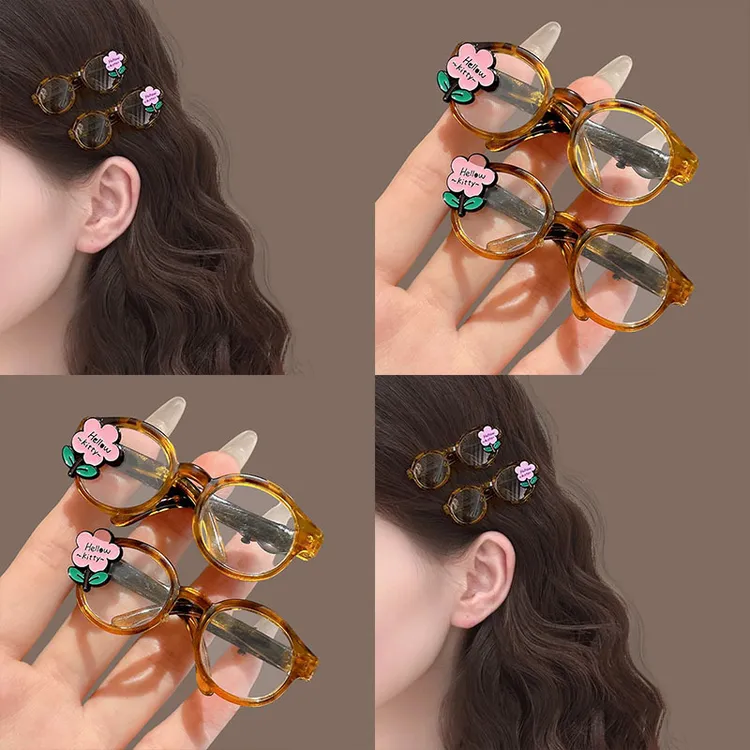 2025新款韩版可爱卡通眼镜发夹女时尚百搭刘海夹子气质边夹发饰