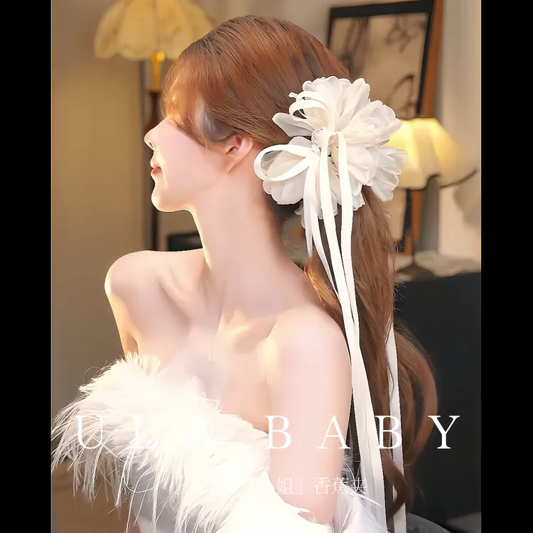 【喜儿ula】10-10-1「克里斯汀小姐」仙气氛围感飘带花朵香蕉夹