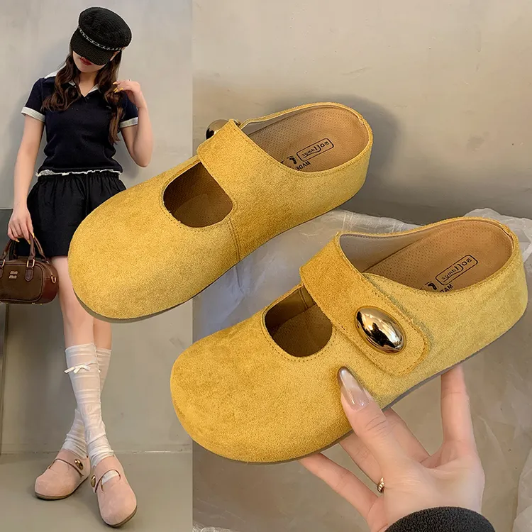 网红爆款软底法式小玛丽珍半包内增高一脚蹬博肯拖鞋女防滑拖鞋女