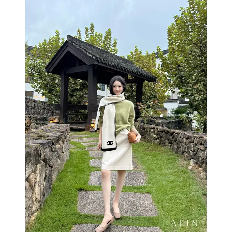 阿琳ALIN【芝心马卡龙】山羊绒桑蚕丝混纺针织衫松弛感毛衣AL5IZT11