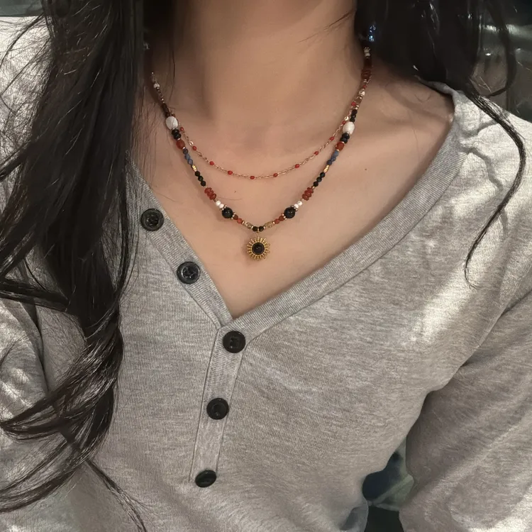 钛钢项链 【曜日流彩】手作复古天然百搭ins女小众设计感锁骨链颈链