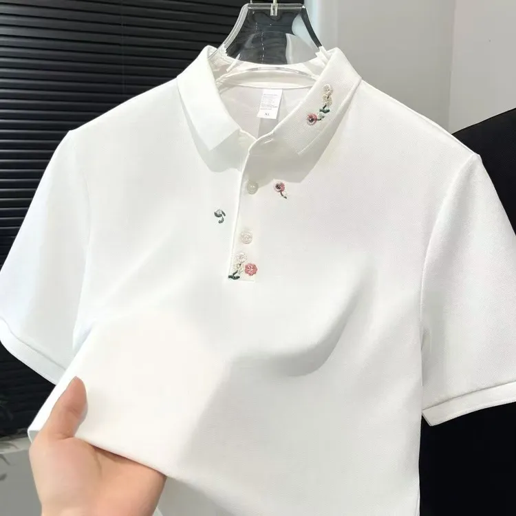 男士轻奢POLO衫夏季新款时尚休闲百搭男装刺绣翻领短袖宽松上衣服