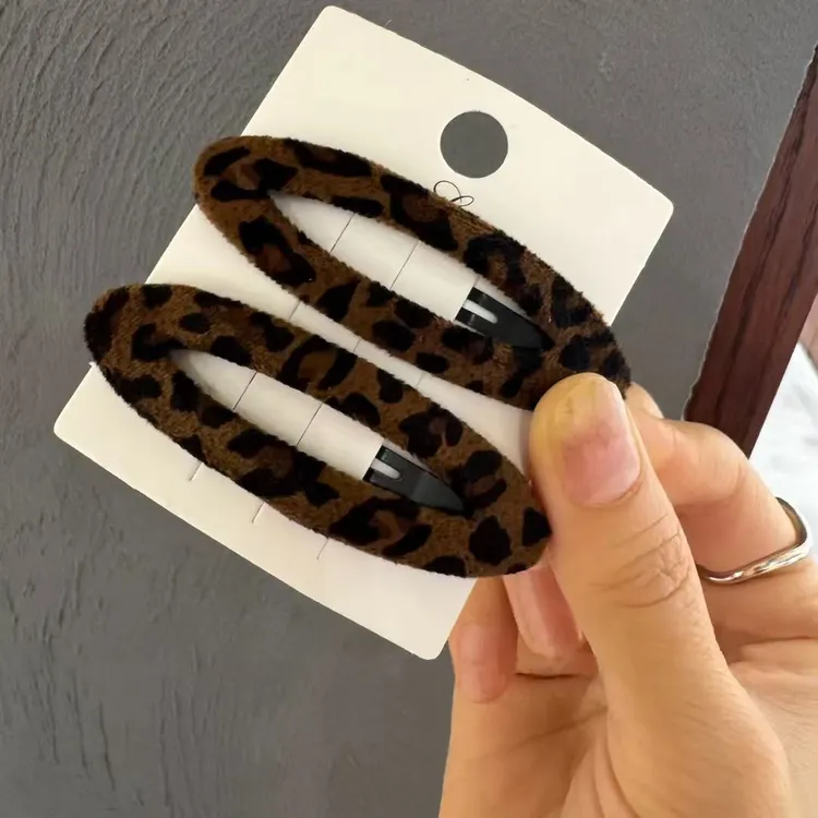 豹纹椭圆发夹！BB夹侧边夹碎发夹韩国新款早秋咖色简约刘海夹发饰