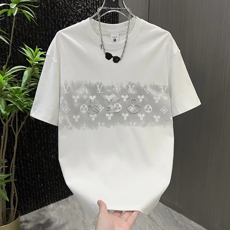 夏季新款潮牌印花休闲T恤男士宽松圆领半袖体恤衫痞帅百搭短袖t恤