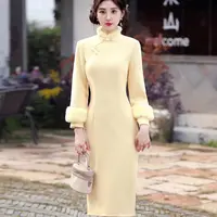 （扶光）长度110加绒修身秋冬旗袍年轻订婚百日周宴中国风低开叉