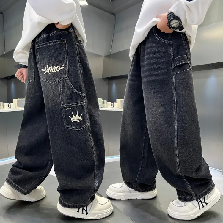 男童牛仔裤春秋2025新款儿童秋装裤子中大童秋季帅气直筒休闲长裤