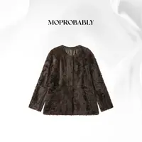 Moprobably贝贝「暮夜」高奢小湖羊皮毛一体皮草外套B5381023