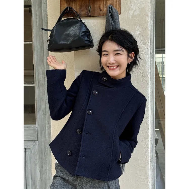 LANGQING 立领显瘦羊毛毛呢外套43213#
