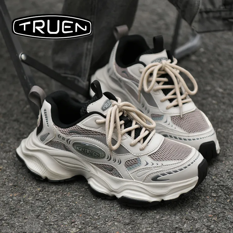 真恩秋季轻便老爹鞋透气网面情侣休闲百搭厚底缓震增高男士运动鞋