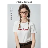 VEGACHANG【简约休闲】短袖女t恤2025新款秋季修身上衣0321LW