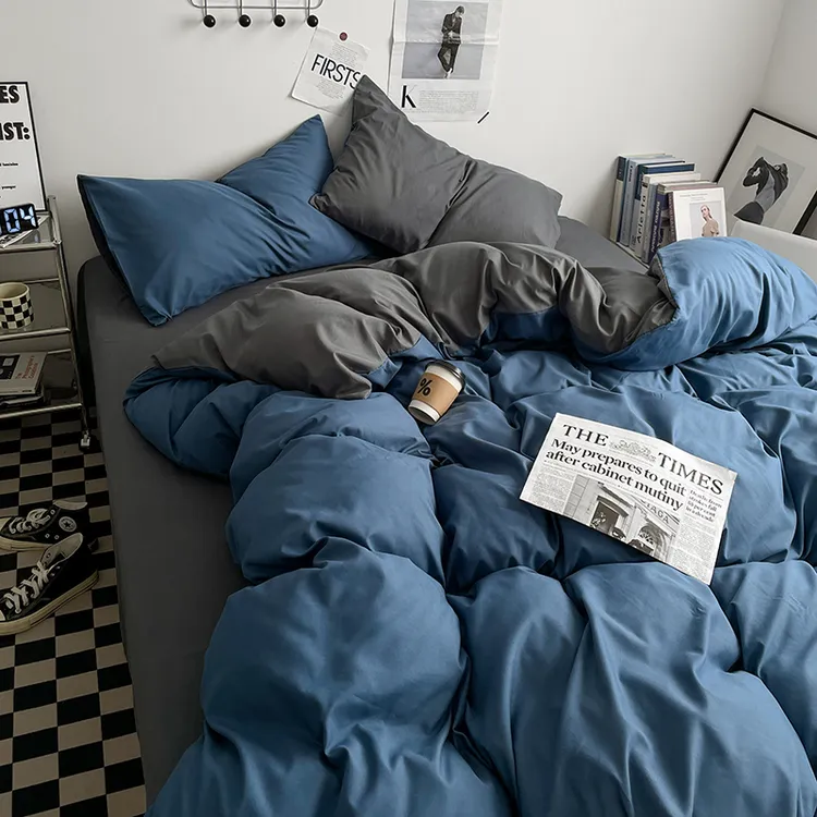 南通家纺四件套纯棉磨毛学生宿舍男单人床上用品三件套简约床单