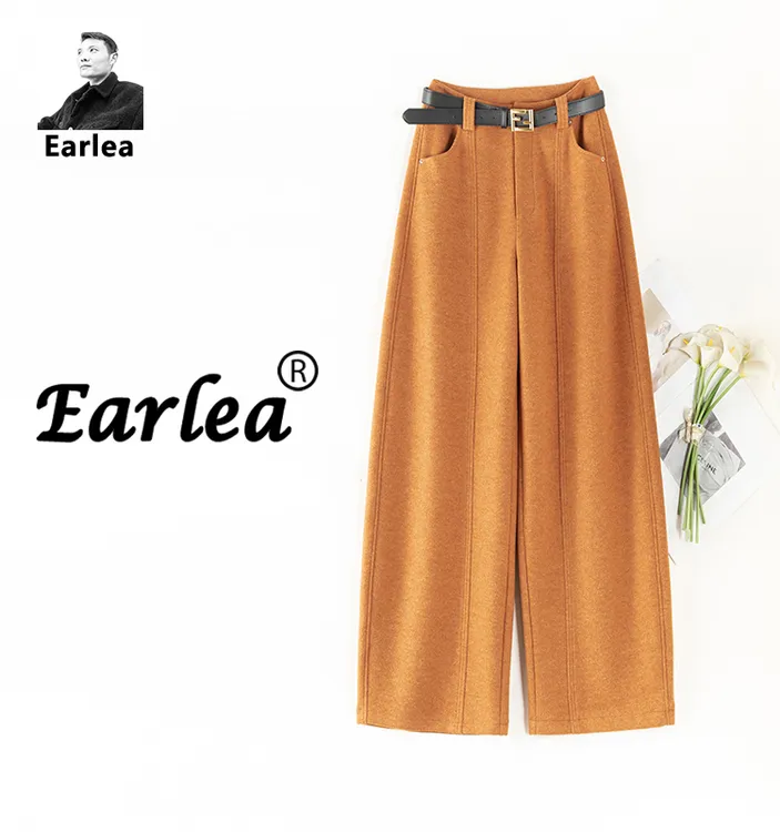 2025秋冬季新品设计师高定刺毛醋酯羊毛时尚高腰休闲裤2820