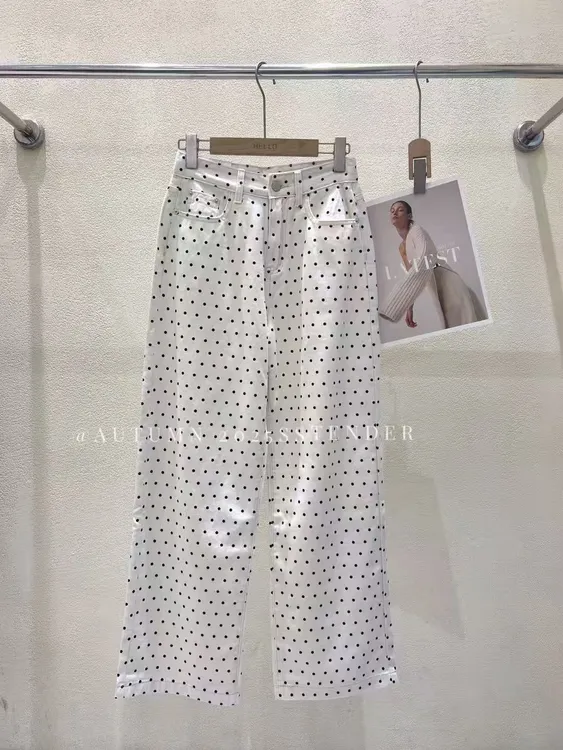 显瘦白色阔腿牛仔裤女高腰设计感小众拖地裤子