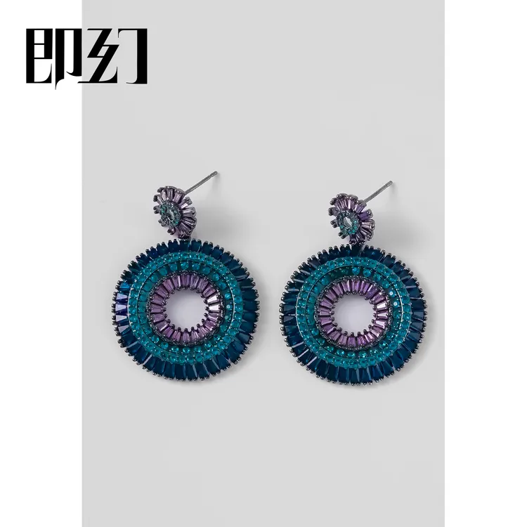 即幻 铜合金耳饰 ♦念你 欧美经典款小众高级重工圆形耳环 X-3742