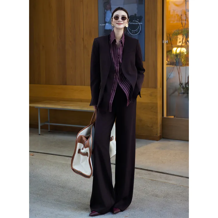ZEROYK街头风通勤时尚套装高级感御姐气质西服阔腿裤通勤两件套