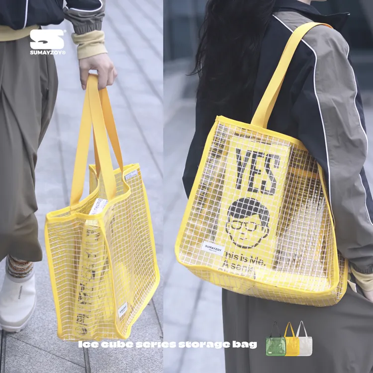 SUMAYZOY单肩包收纳包游泳健身瑜伽包大容量网格防水沙滩袋手提包