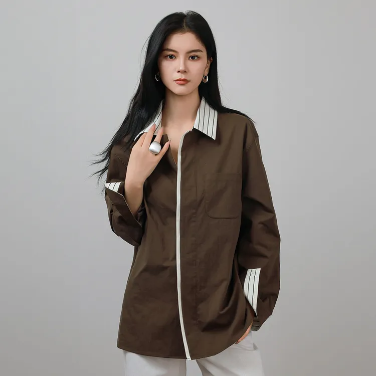 LA MAISON ONE 拼色撞色美式高级感设计师款衬衫L253C056