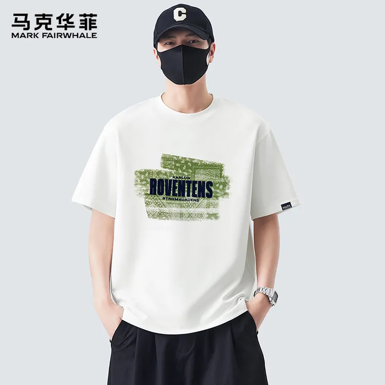 MARK FAIRWHALE/马克华菲潮牌设计感印花短袖t恤男夏季薄款男体恤