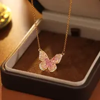 铜合金项链 Gooden岛家【花间仙子】新款夏季碎冰蝴蝶超仙项链