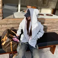 A3#默认微瑕！某宝爆款1张多！25新连帽卫衣宽松拉链男女开衫外套