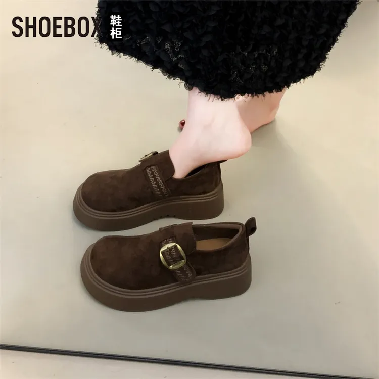 SHOEBOX鞋柜厚底松糕勃肯鞋女款2025新款秋季一脚蹬复古乐福鞋
