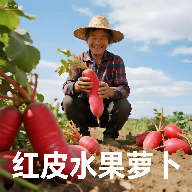 新鲜红皮白心水萝卜可生吃可做泡菜应季蔬菜水果红萝卜
