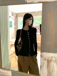 【米妮】“贵女气质”设计感金属扣针织开衫外套