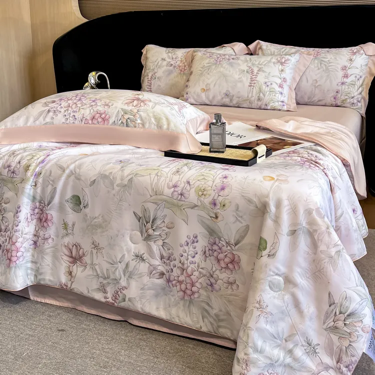 高端新款轻奢天丝莱赛尔空调被夏被四件套床笠款凉感夏凉被可机洗