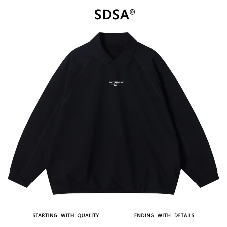 SDSA男士秋冬新款痞帅男装美式字母印花翻领卫衣宽松百搭简约上衣