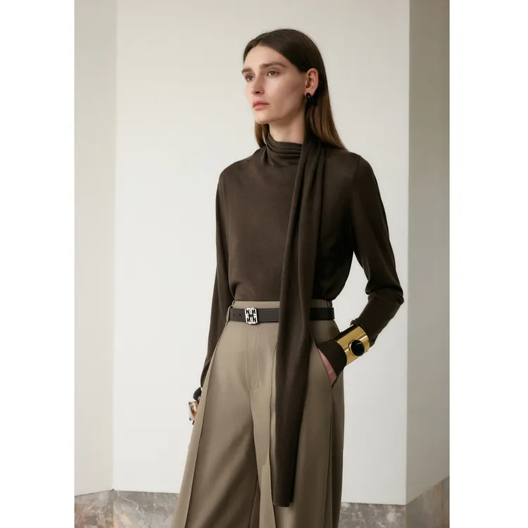 LYNEE【职场艺术家】环领长袖针织上衣 LGD2FAK009