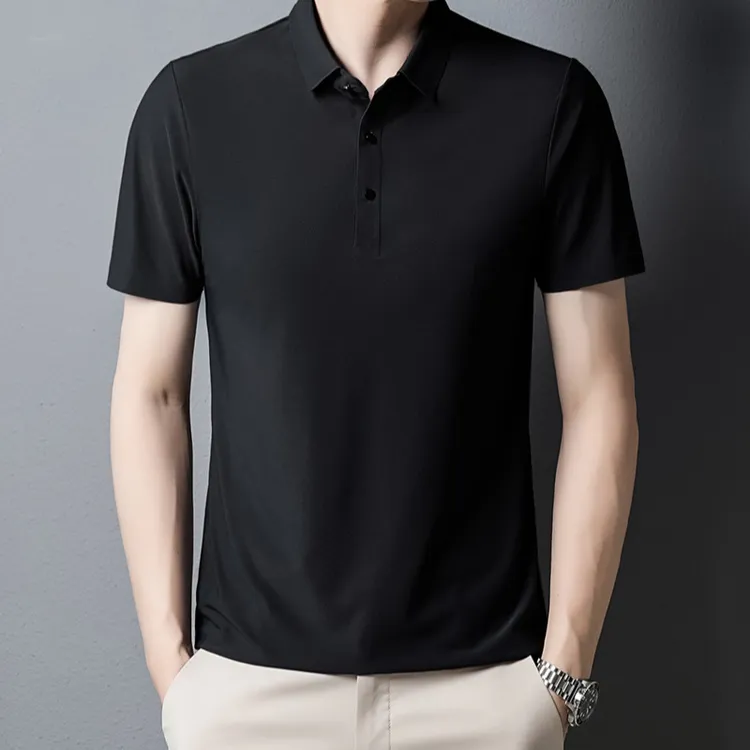 无痕冰丝polo衫男士高级感商务短袖t恤男polo衫订制工作服休闲男