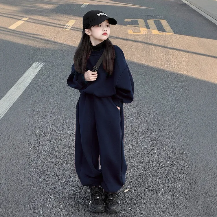 女童运动套装秋季2025新款洋气儿童韩系卫衣春秋中大童休闲两件套