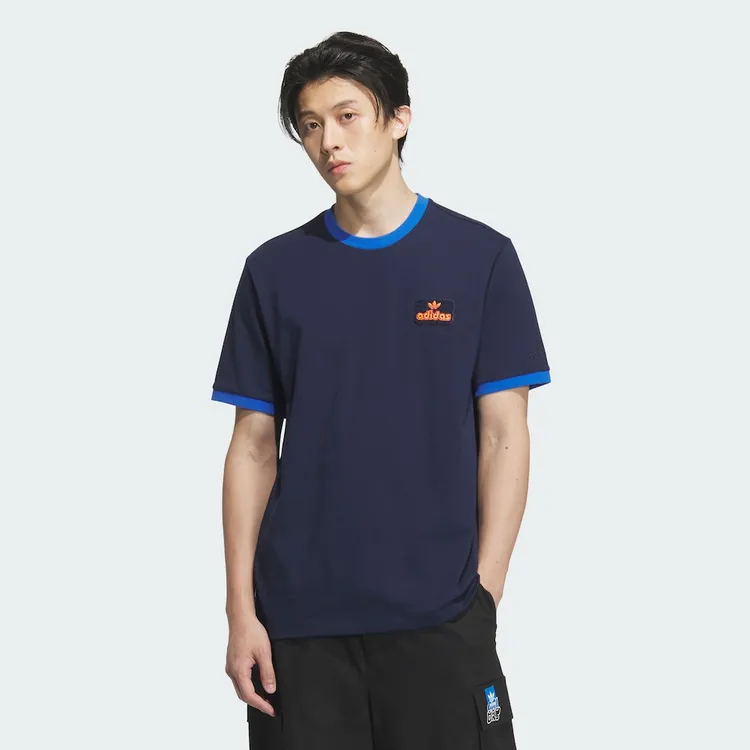 【滔搏联动】adidas/阿迪达斯男子经典复古纯棉撞色圆领T恤JX2637