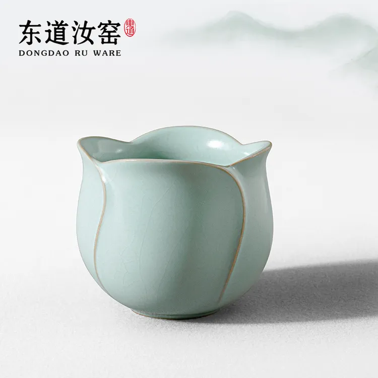 东道汝窑合美杯（天青）手工主人杯茶杯茶具品茗杯高档礼盒装