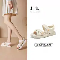 女鞋夏季1455新款运动凉鞋休闲简约平底低跟魔术贴沙滩鞋X