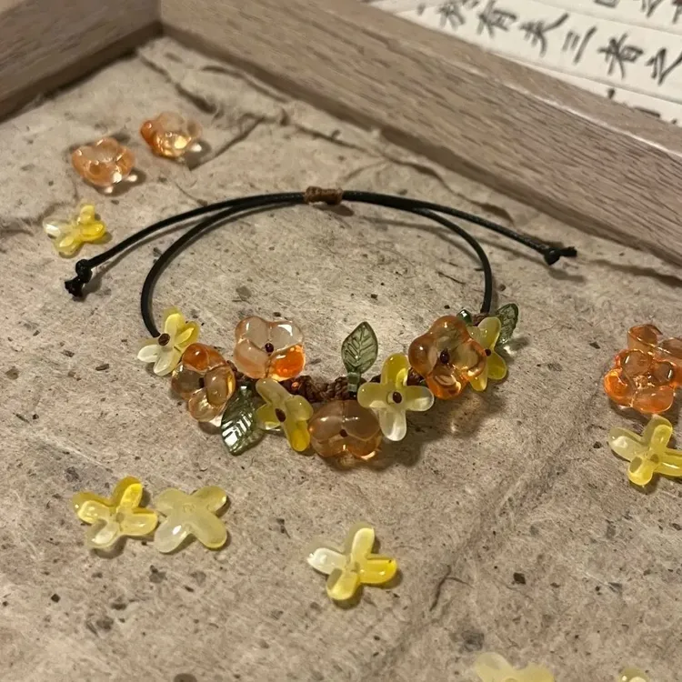 合金手链 十里丹桂 不掉色桂花手链手工编织高颜值手绳送闺蜜礼物