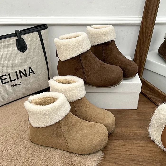 冬季时尚雪地靴女厚底2025新款韩版保暖棉鞋加绒毛毛鞋女平底