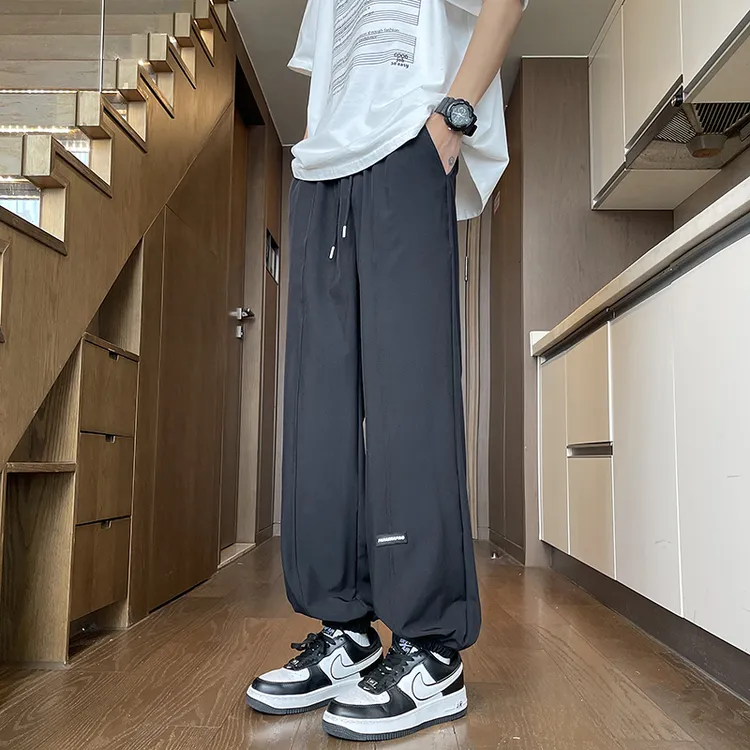 秋季男士新款棉感休闲宽松高档直筒重磅男裤港风潮流ins百搭裤子